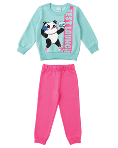 CONJUNTO PANDA MOLETOM MENINA MALWEE KIDS AZUL