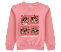 BLUSA DE MOLETOM MALWEE KIDS INFANTIL ONCINHA ROSA