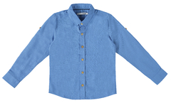 CAMISA INFANTIL MENINO MANGA LONGA EM TRICOLINE MALWEE KIDS AZUL - comprar online
