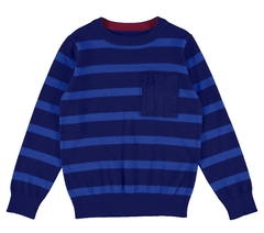 BLUSÃO INFANTIL MENINO BOLSO ZÍPER EM TRICÔ MALWEE KIDS AZUL ESCURO - comprar online