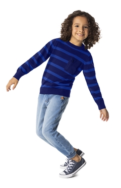 BLUSÃO INFANTIL MENINO BOLSO ZÍPER EM TRICÔ MALWEE KIDS AZUL ESCURO