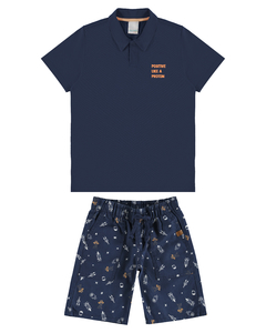 Conjunto Juvenil Malwee Camiseta E Bermuda Masculino Malwee Kids