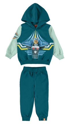 CONJUNTO INFANTIL MENINO CHASE PATRULHA CANINA® EM MOLETOM MALWEE KIDS VERDE - comprar online