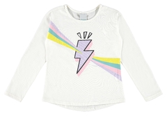 BLUSA INFANTIL MENINA MANGA LONGA RAIO EM ALGODÃO MALWEE KIDS OFF WHITE