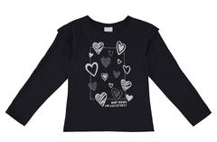 BLUSA INFANTIL MENINA MORE FRIENDS EM ALGODÃO MALWEE KIDS PRETO