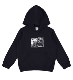 BLUSÃO INFANTIL MENINO OUT OF THIS WORLD EM MOLETOM FLANELADO MALWEE KIDS PRETO
