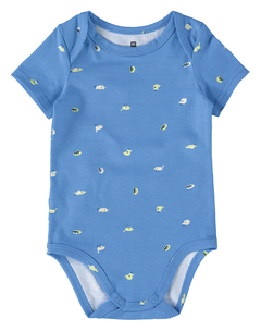 BODY BEBÊ URSOS DECOTE REDONDO EM ALGODÃO MALWEE KIDS ANIMAL AZUL