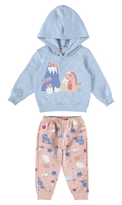 CONJUNTO INFANTIL MENINA ROAR! EM MOLETOM FLANELADO MALWEE KIDS AZUL