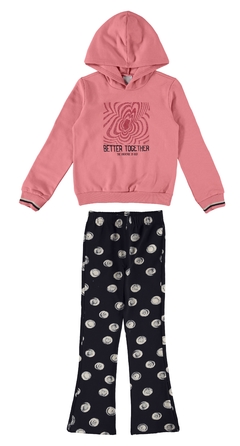 CONJUNTO INFANTIL MENINA BETTER TOGETHER EM MOLETOM FLANELADO MALWEE KIDS ROSA