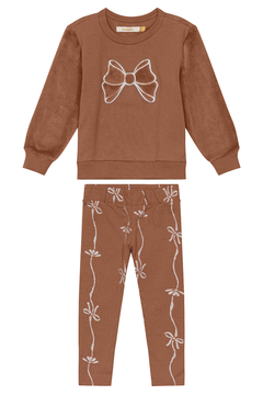 Conjunto Menina Laço Em Moletom Stretch Flanelado Carinhoso