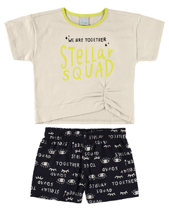 CONJUNTO INFANTIL MENINA STELLAR SQUAD EM MALHA MALWEE KIDS OFF WHITE - comprar online