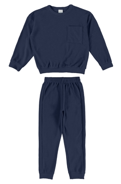 CONJUNTO INFANTIL MENINO EM MALHA TEXTURIZADA MALWEE KIDS AZUL ESCURO