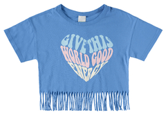 BLUSA INFANTIL MENINA FRANJAS GOOD ENERGY EM ALGODÃO MALWEE KIDS AZUL