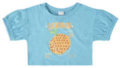 BLUSA INFANTIL MENINA ESTAMPA FRUTA LARANJA EM ALGODÃO MALWEE KIDS AZUL