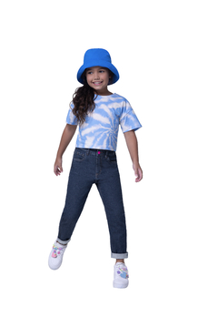 CALÇA MOM INFANTIL MENINA MALHA DENIM MALWEE KIDS AZUL na internet