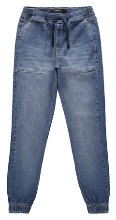 CALÇA MENINO JOGGER CADARÇO FRONTAL EM JEANS 100% ALGODÃO MALWEE KIDS AZUL