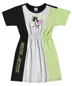 VESTIDO INFANTIL FRAJOLA LOONEY TUNES® EM ALGODÃO MALWEE KIDS PRETO