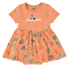 VESTIDO INFANTIL FRAJOLA LOONEY TUNES® EM ALGODÃO MALWEE KIDS LARANJA - comprar online