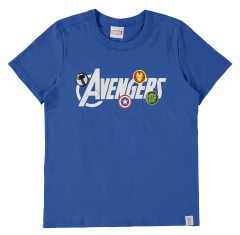 CAMISETA INFANTIL MENINO DECOTE REDONDO AVENGERS® EM ALGODÃO MALWEE KIDS AZUL