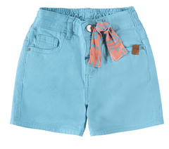 SHORTS INFANTIL MENINA COM FAIXA EM SARJA COM ELASTANO MALWEE KIDS AZUL