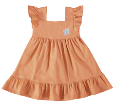 VESTIDO INFANTIL BABADO NA MANGA EM TRICOLINE MALWEE KIDS LARANJA - comprar online