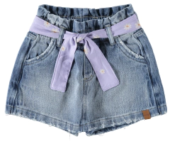 SHORTS SAIA INFANTIL MENINA FAIXA FRONTAL EM MALHA DENIM MALWEE KIDS AZUL na internet