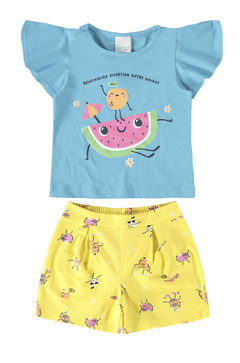 CONJUNTO INFANTIL MENINA BLUSA E SHORTS EM ALGODÃO MALWEE KIDS