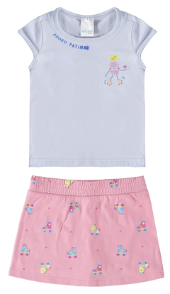 CONJUNTO INFANTIL MENINA BLUSA E SHORTS EM ALGODÃO MALWEE KIDS