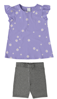CONJUNTO INFANTIL MENINA BLUSA EM ALGODÃO MALWEE KIDS ROXO