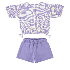 CONJUNTO INFANTIL MENINA FLORAL EM MOLETOM LINHO MALWEE KIDS