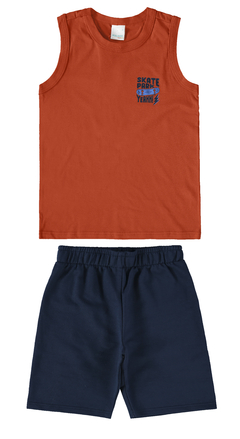 CONJUNTO INFANTIL MENINO REGATA E BERMUDA EM MOLETINHO MALWEE KIDS