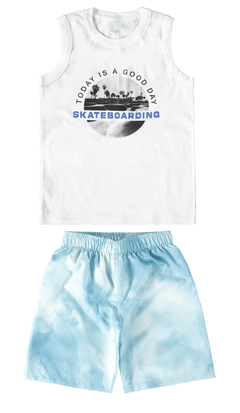 CONJUNTO INFANTIL MENINO REGATA E BERMUDA EM MOLETINHO MALWEE KIDS