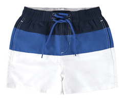 BERMUDA DE BANHO INFANTIL MENINO LISTRADA EM MICROFIBRA MALWEE KIDS AZUL