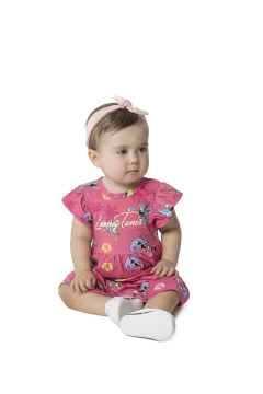 VESTIDO INFANTIL LOONEY TUNES® EM ALGODÃO MALWEE KIDS ROSA