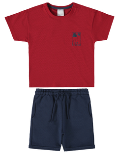 CONJUNTO INFANTIL MENINO EM MOLETINHO MALWEE KIDS VERMELHO