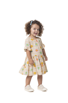 VESTIDO INFANTIL ESTAMPADO EM VISCOSE MALWEE KIDS - comprar online