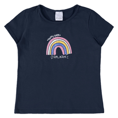 BLUSA INFANTIL MENINA DECOTE REDONDO EM MALHA UV50+ MALWEE KIDS AZUL ESCURO