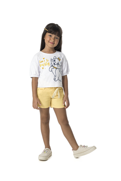 BLUSA INFANTIL MENINA MALHA ALGODÃO MANGA BUFANTE MALWEE KIDS BRANCO