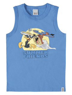 REGATA INFANTIL MENINA LOONEY TUNES® EM ALGODÃO MALWEE KIDS AZUL