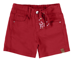 SHORTS INFANTIL MENINA COM FAIXA EM SARJA COM ELASTANO MALWEE KIDS VERMELHO