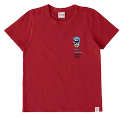 CAMISETA INFANTIL MENINO MANGA CURTA CAPITÃO AMÉRICA AVENGERS® EM ALGODÃO MALWEE KIDS VERMELHO