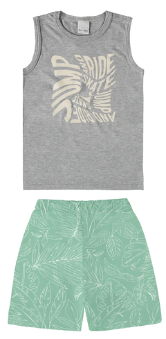 CONJUNTO INFANTIL MENINO REGATA E BERMUDA EM MOLETINHO MALWEE KIDS