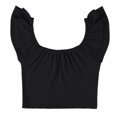BLUSA INFANTIL MENINA CROPPED EM MALHA VISCOSE CANELADA MALWEE KIDS PRETO - comprar online