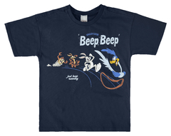 CAMISETA INFANTIL MENINO BEEP-BEEP LOONEY TUNES® EM ALGODÃO MALWEE KIDS AZUL