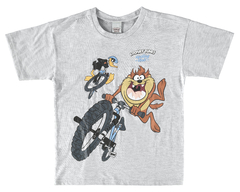 CAMISETA INFANTIL MENINO LOONEY TUNES® EM ALGODÃO MALWEE KIDS CINZA