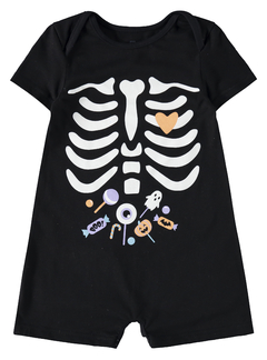 MACAQUINHO BEBÊ ESQUELETO HALLOWEEN EM ALGODÃO MALWEE KIDS PRETO - comprar online
