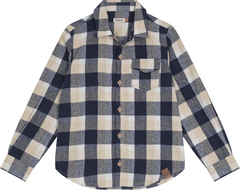 CAMISA MENINO BOLSO PEITORAL EM XADREZ FLANELADO - CARINHOSO AZUL