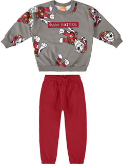 CONJUNTO INFANTIL MENINO PATRULHA CANINA® EM MOLETOM FLANELADO MALWEE KIDS CINZA