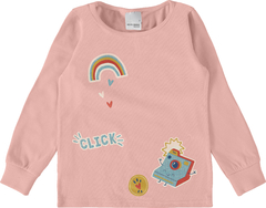BLUSA INFANTIL MENINA ESTAMPADA MANGA LONGA EM ALGODÃO MALWEE KIDS ROSA