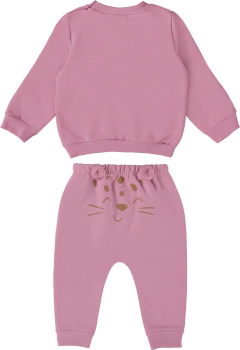CONJUNTO INFANTIL MENINA BORDADO FRONTAL EM MOLETOM FLANELADO MALWEE KIDS ROSA - comprar online